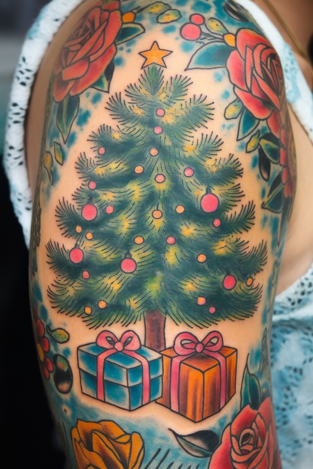 20 Christmas Tree Tattoo Design Ideas