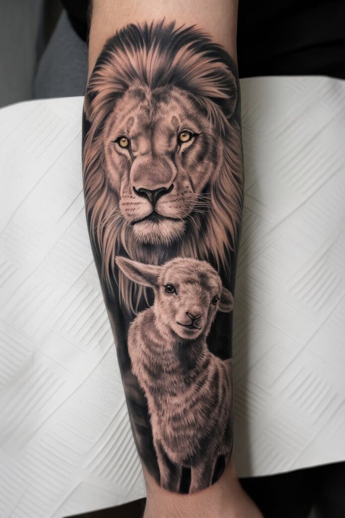 18 Stunning Lion and Lamb Tattoo Design Ideas for Animal Lovers – Skin ...