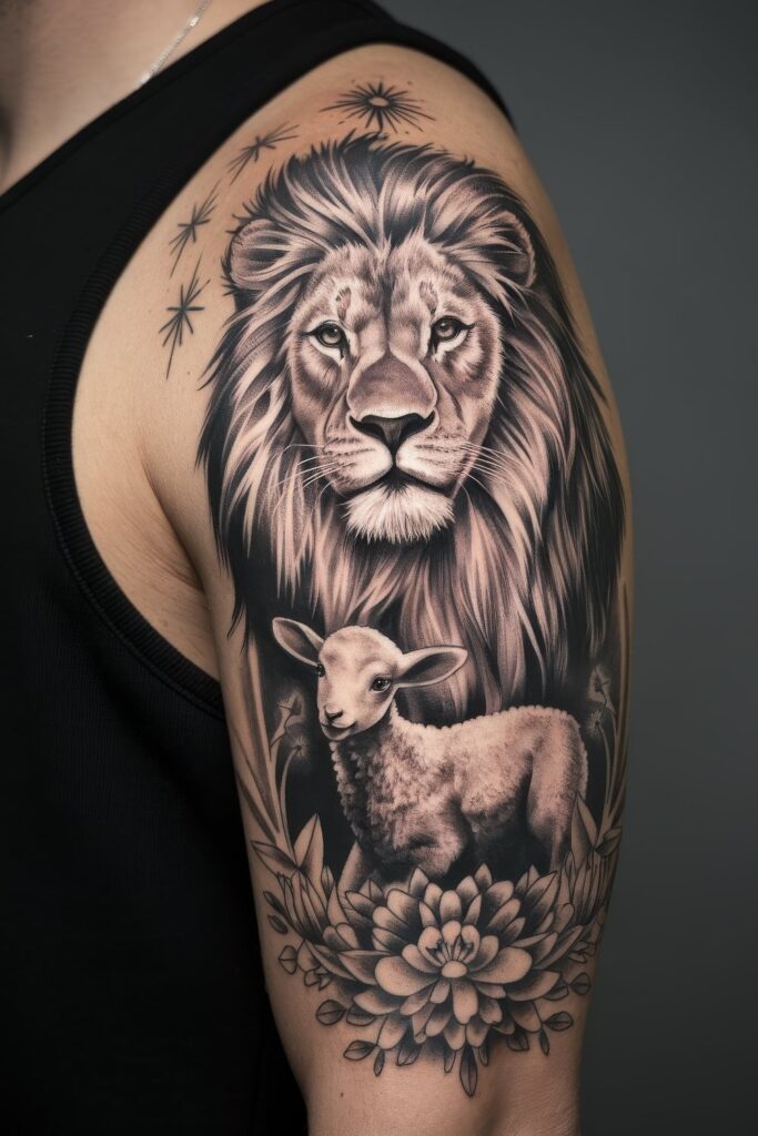 18 Stunning Lion and Lamb Tattoo Design Ideas for Animal Lovers – Skin ...