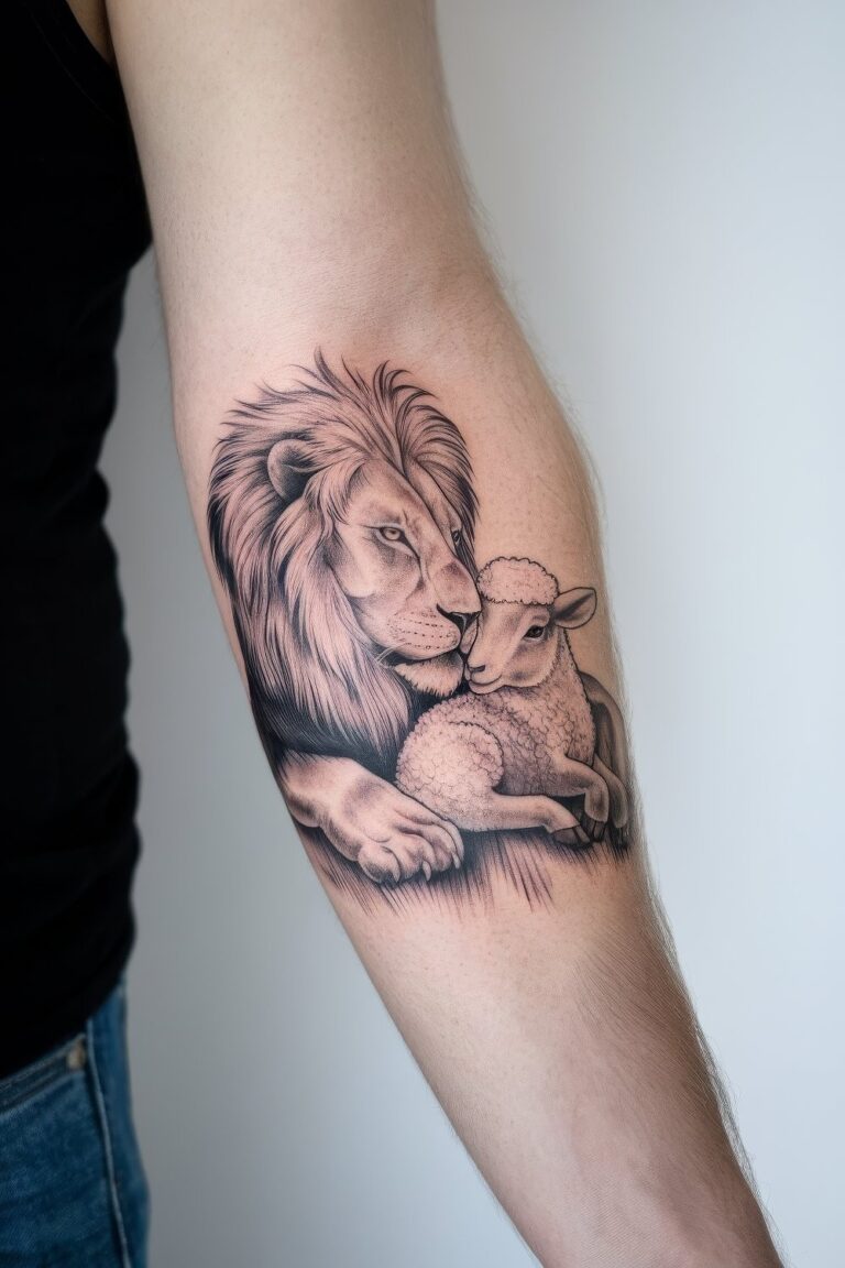 18 Stunning Lion and Lamb Tattoo Design Ideas for Animal Lovers – Skin ...